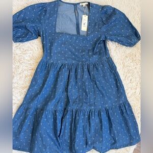 Copper Key Blue Denim Tiered Dress with Dot Print BRAND NEW W/Tags summer dress